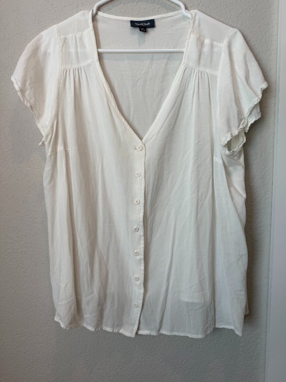 Modcloth White Flutter Sleeve Top Size 1X